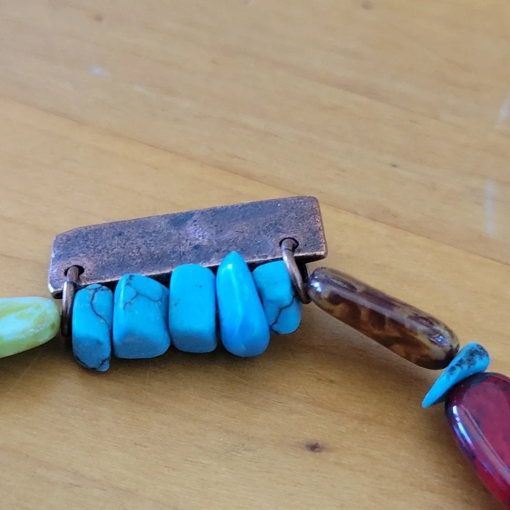 Boho Turquoise Mookaite Red Creek Jasper Bracelet Wander Charm Gemstone Bead